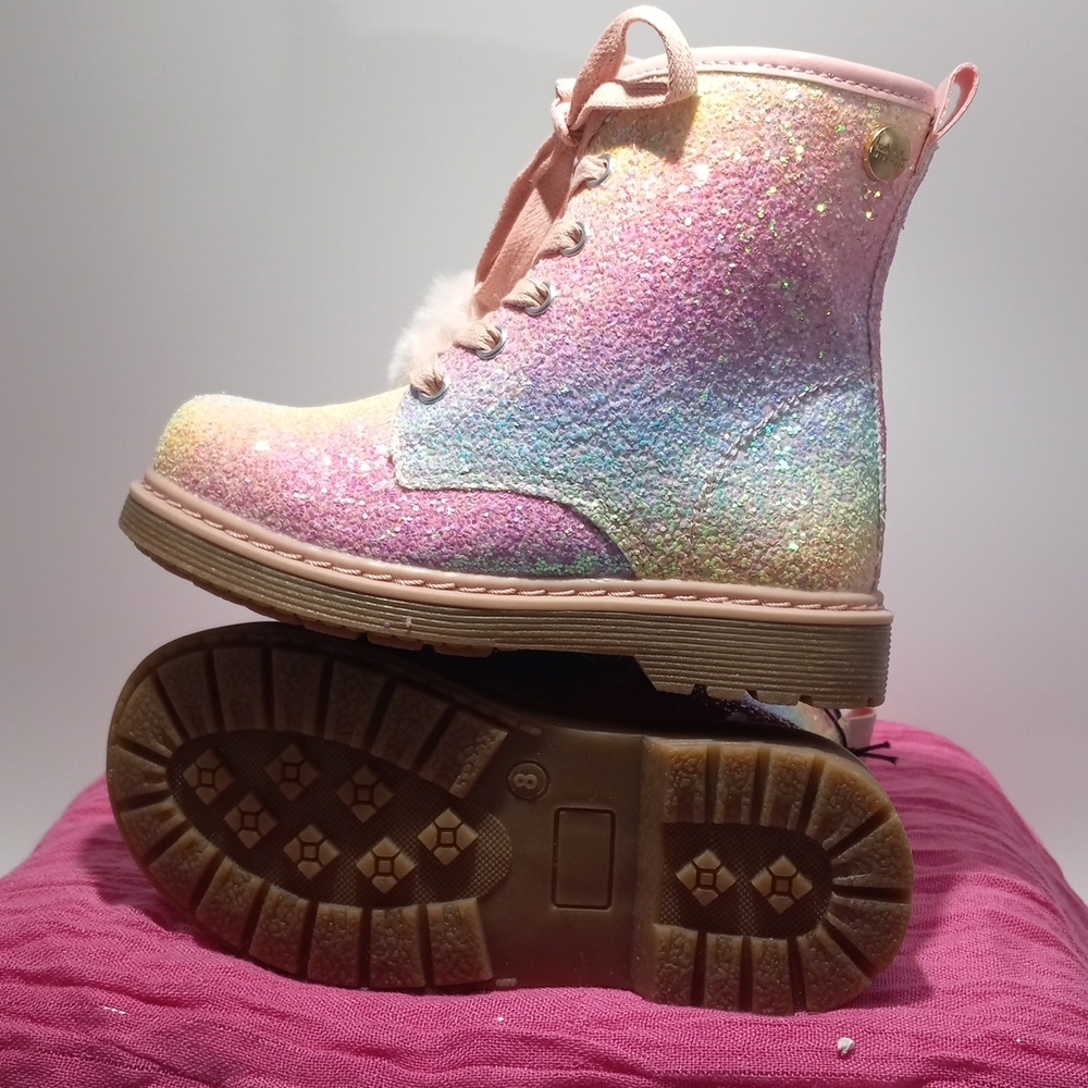 NICOLE MILLER RAINBOW GLITTER GIRLS BOOTS